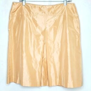J. Crew 100% SILK A-line Skirt Size 14 Neutral Champagne Cream Pleat Chic